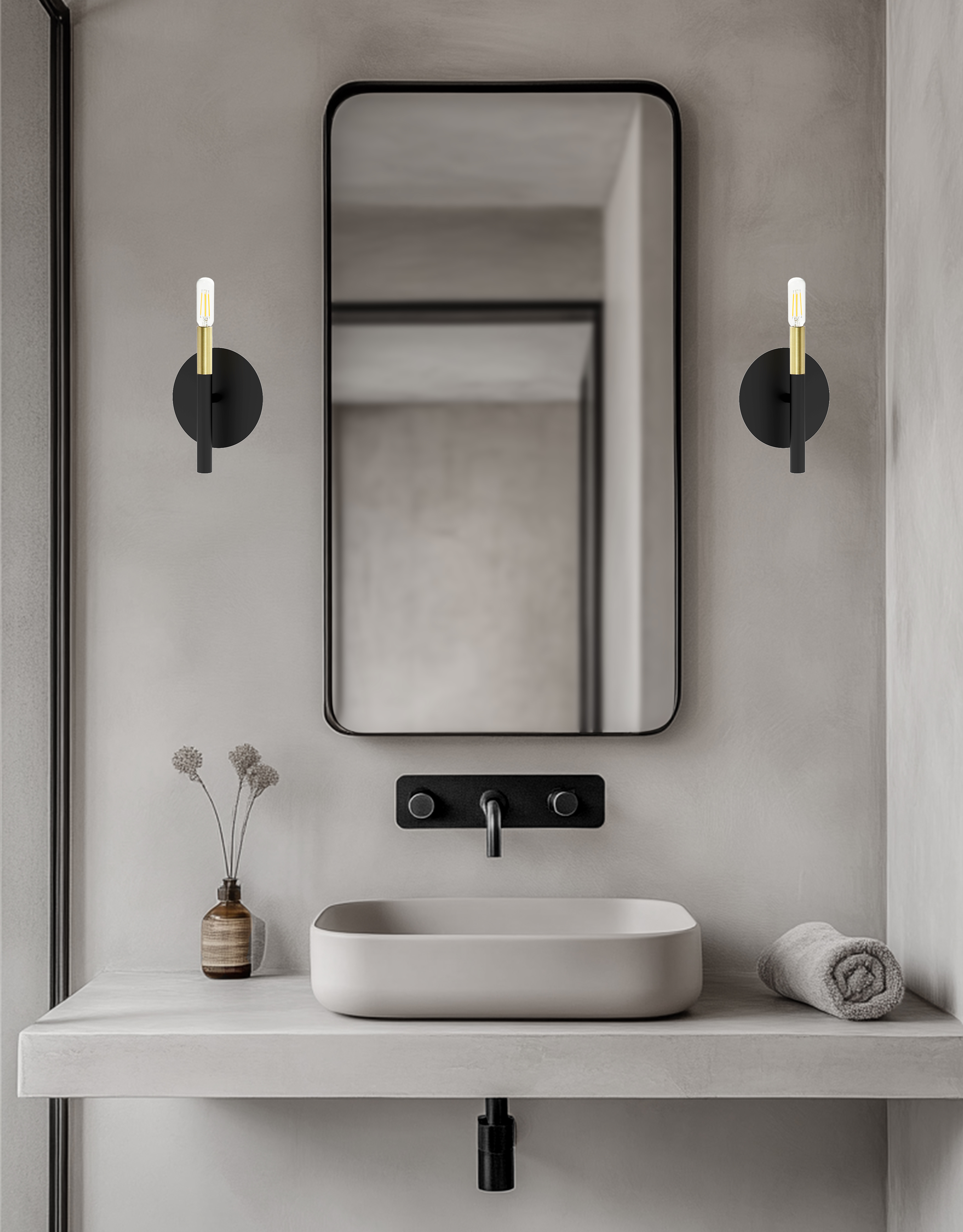 1LT Incandescent Wall Sconce, MB & AGB