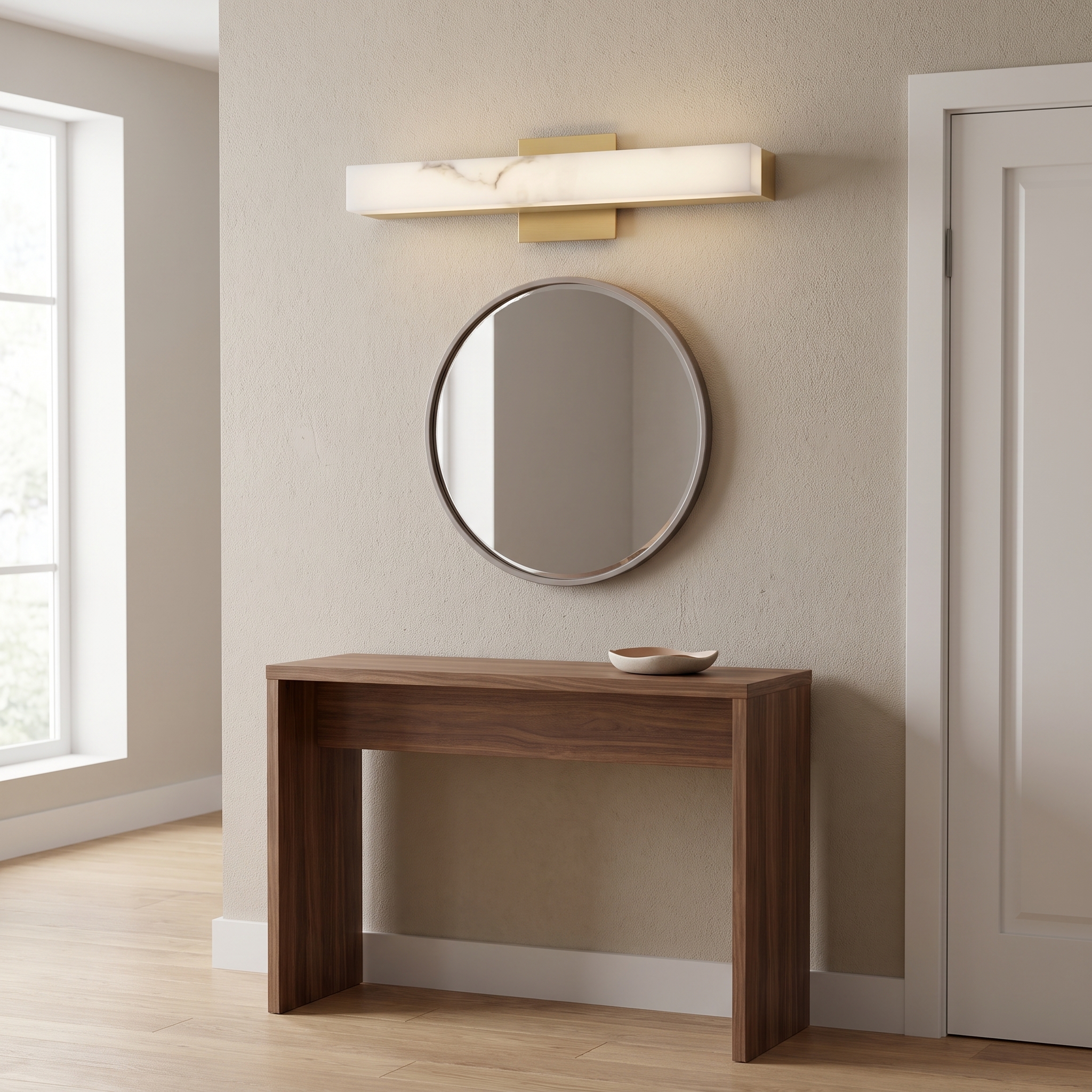 20W 5CCT Wall Sconce, AGB w/ Faux Alabaster