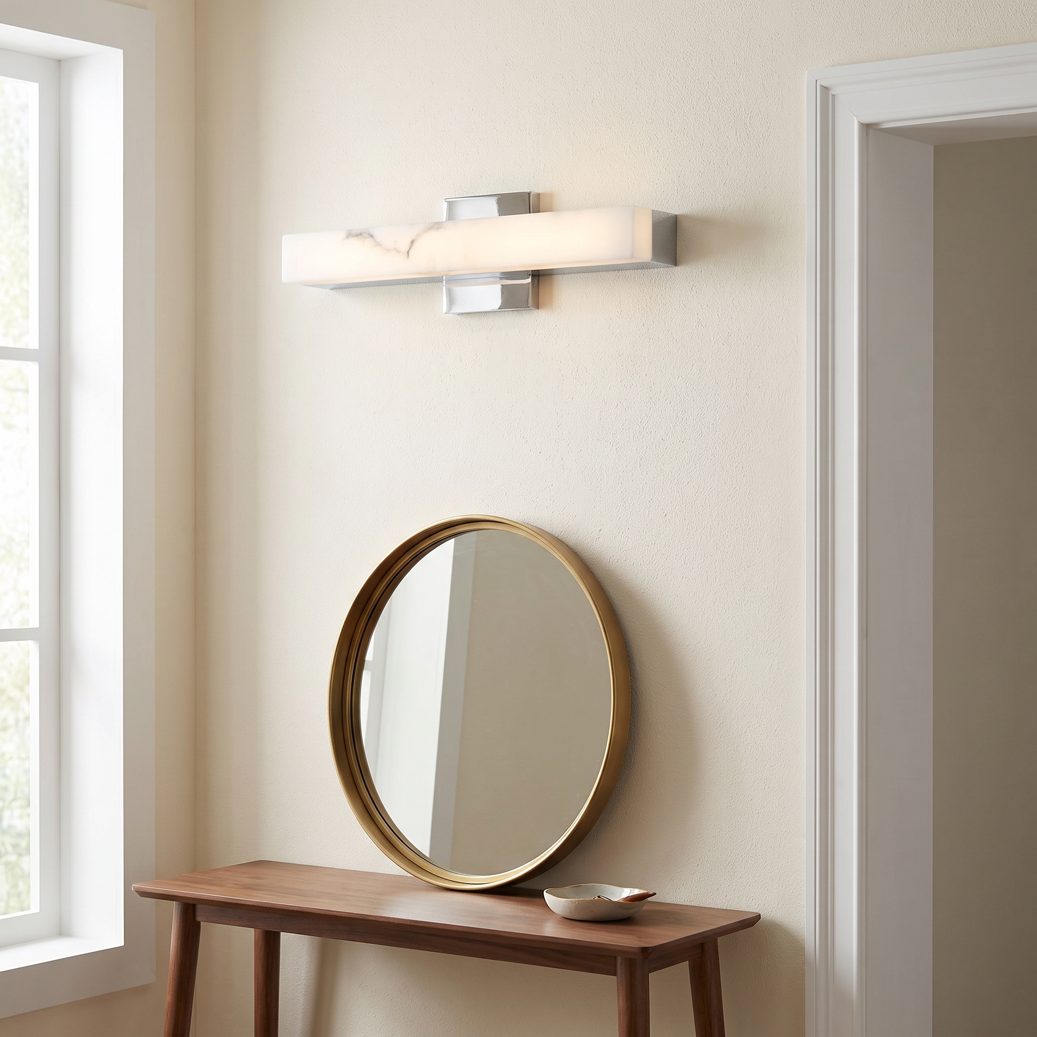 20W 5CCT Wall Sconce, PC w/ Faux Alabaster