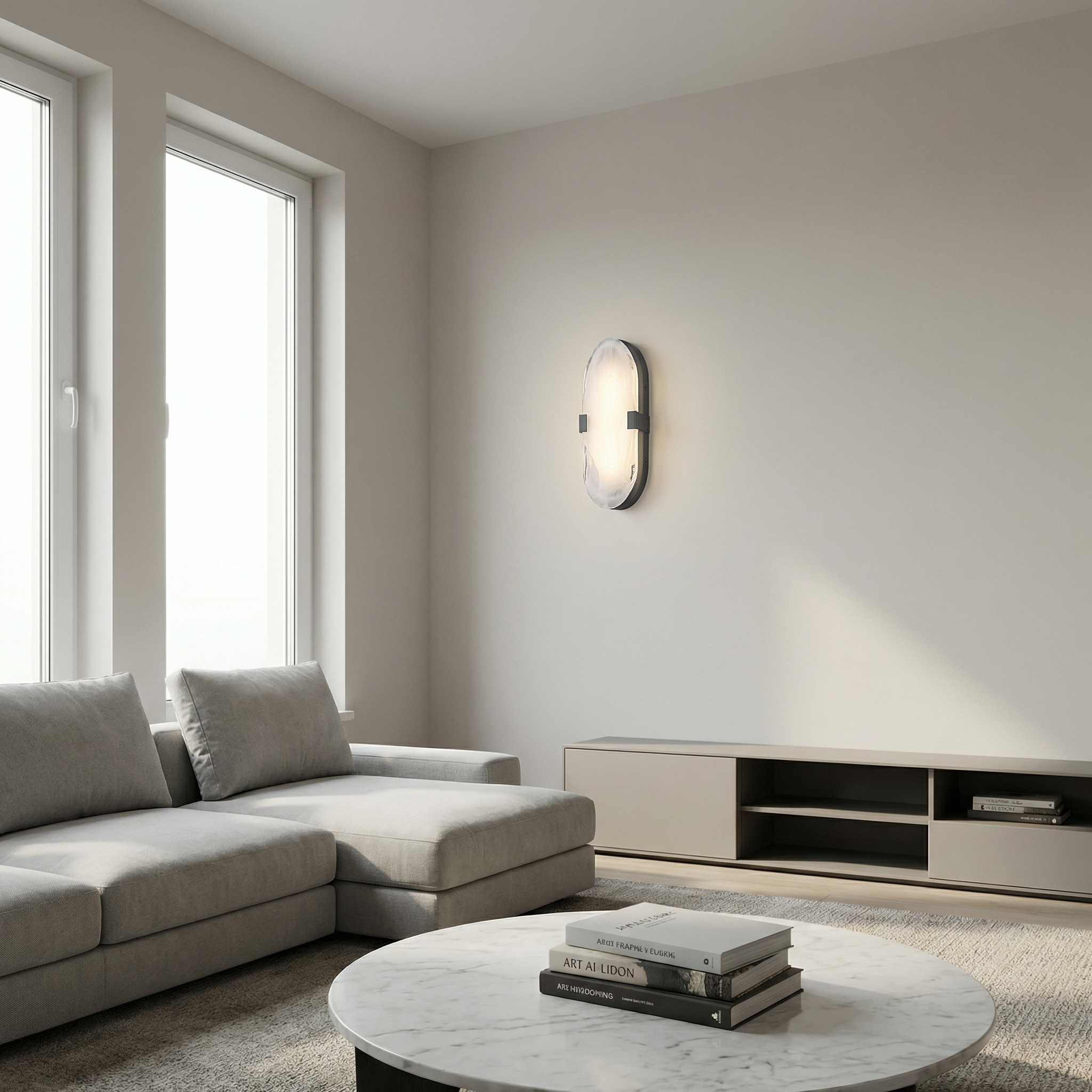 15W Wall Sconce, MB with Alabaster Glass