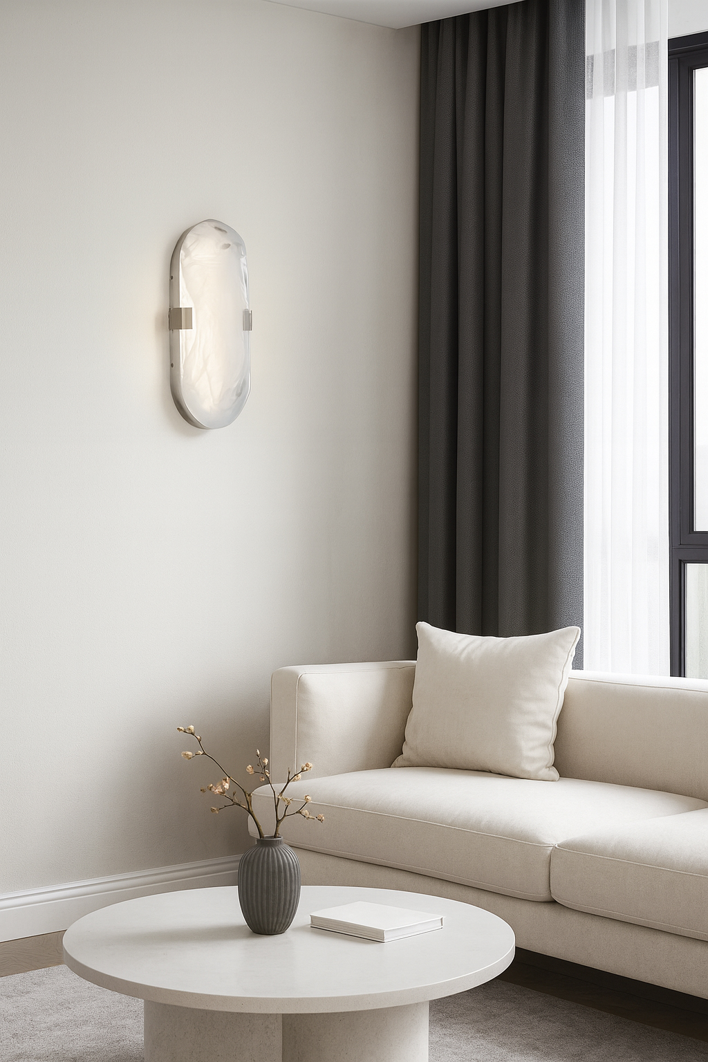 15W Wall Sconce, PC with Alabaster Glass