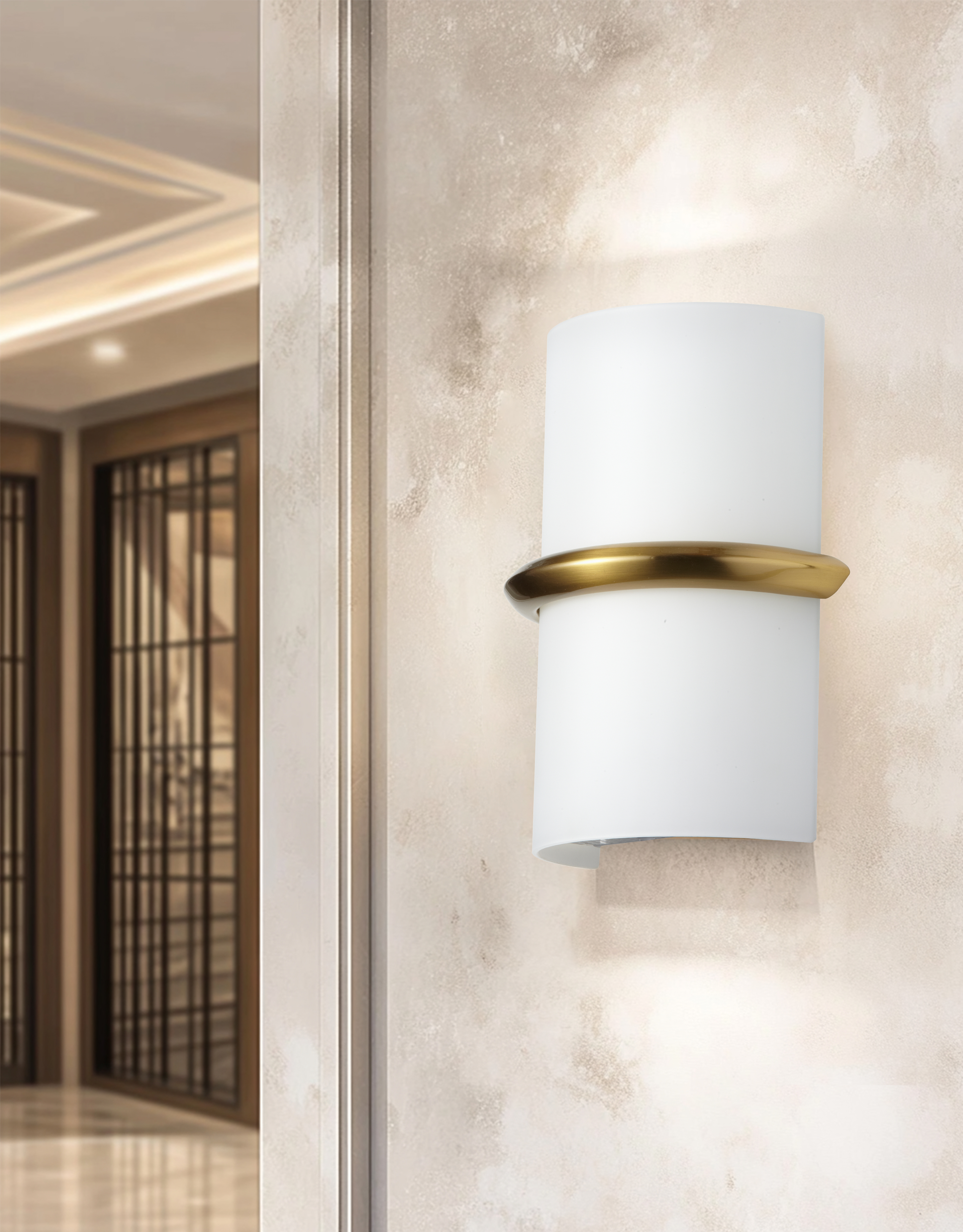 14W Wall Sconce, AGB w/ Opal Glass