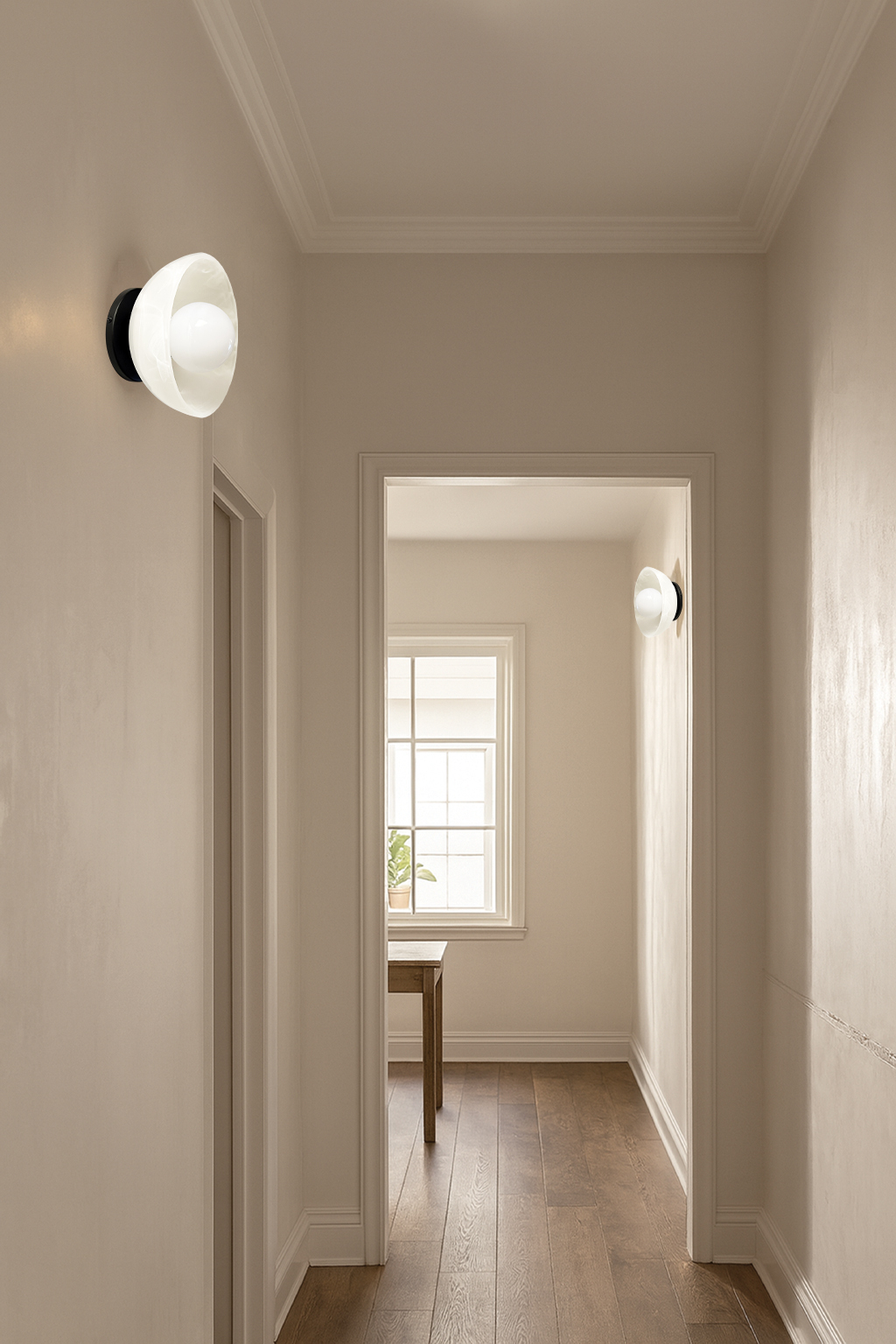 1LT Wall Sconce, MB w/ ALB glass